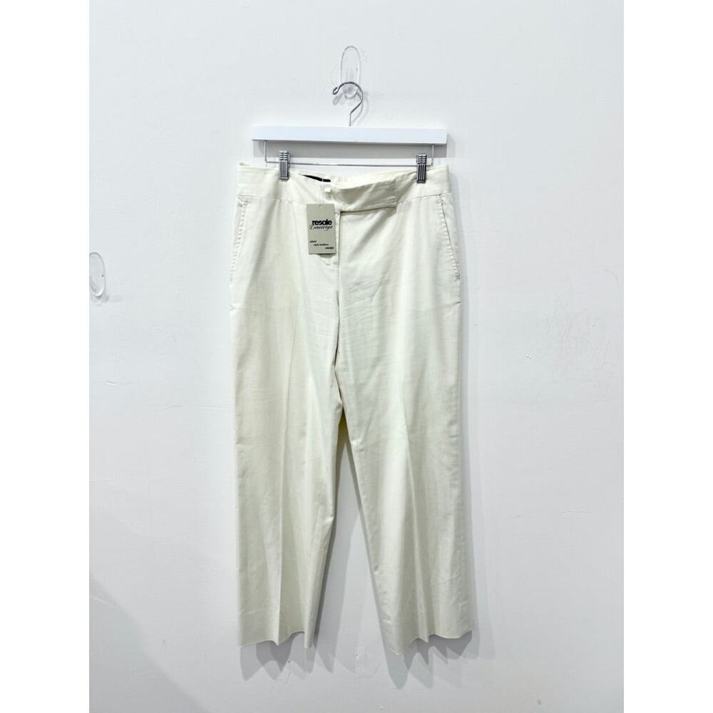 Loro Piana Flat Front Regular Fit Cotton-Blend Wide Leg Pants Mens Ivory Size 44